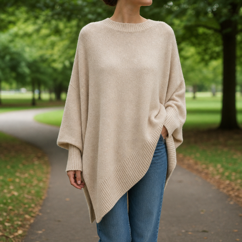Aix Oversized Poncho Sweater in Apricot