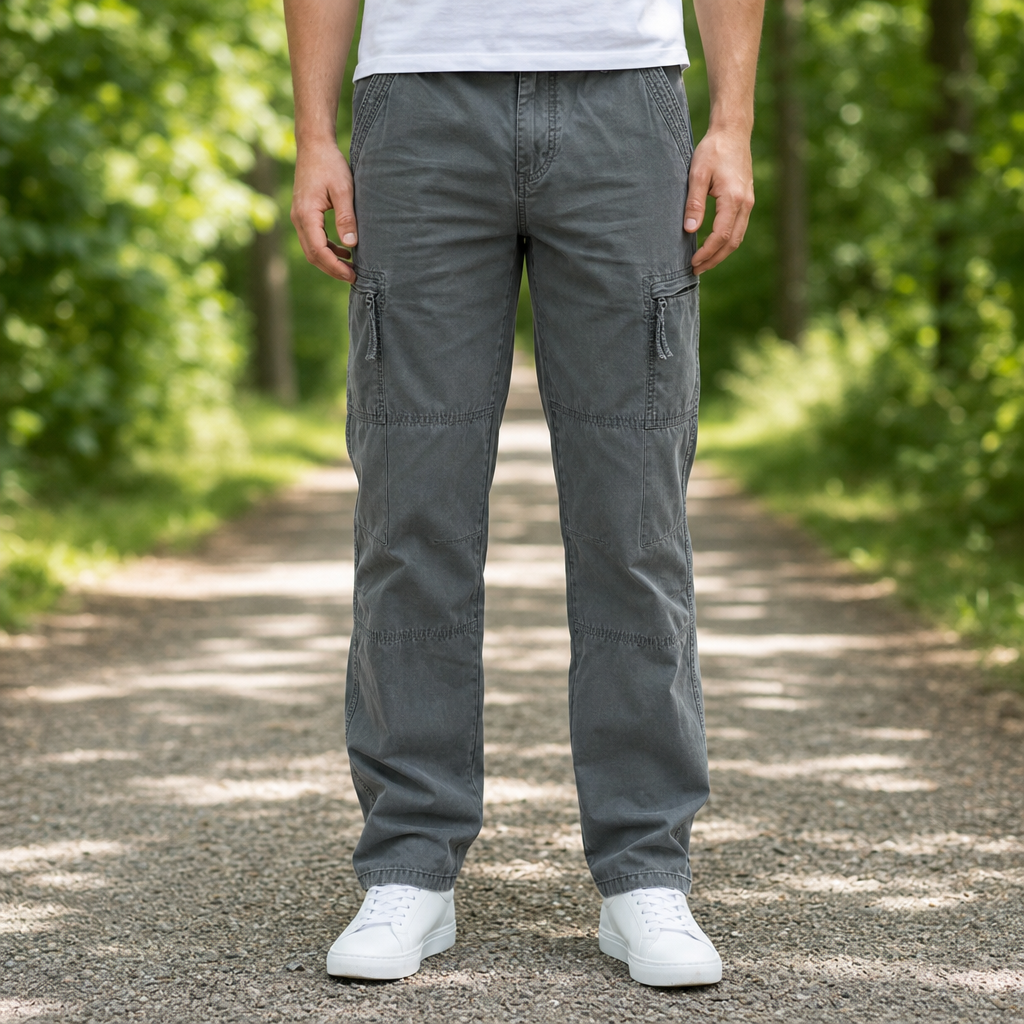 Cannes Relaxed Fit Cargo Pants in Army Gray