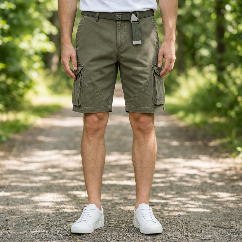 Tossa Multi-Pocket Cargo Shorts in Army Green