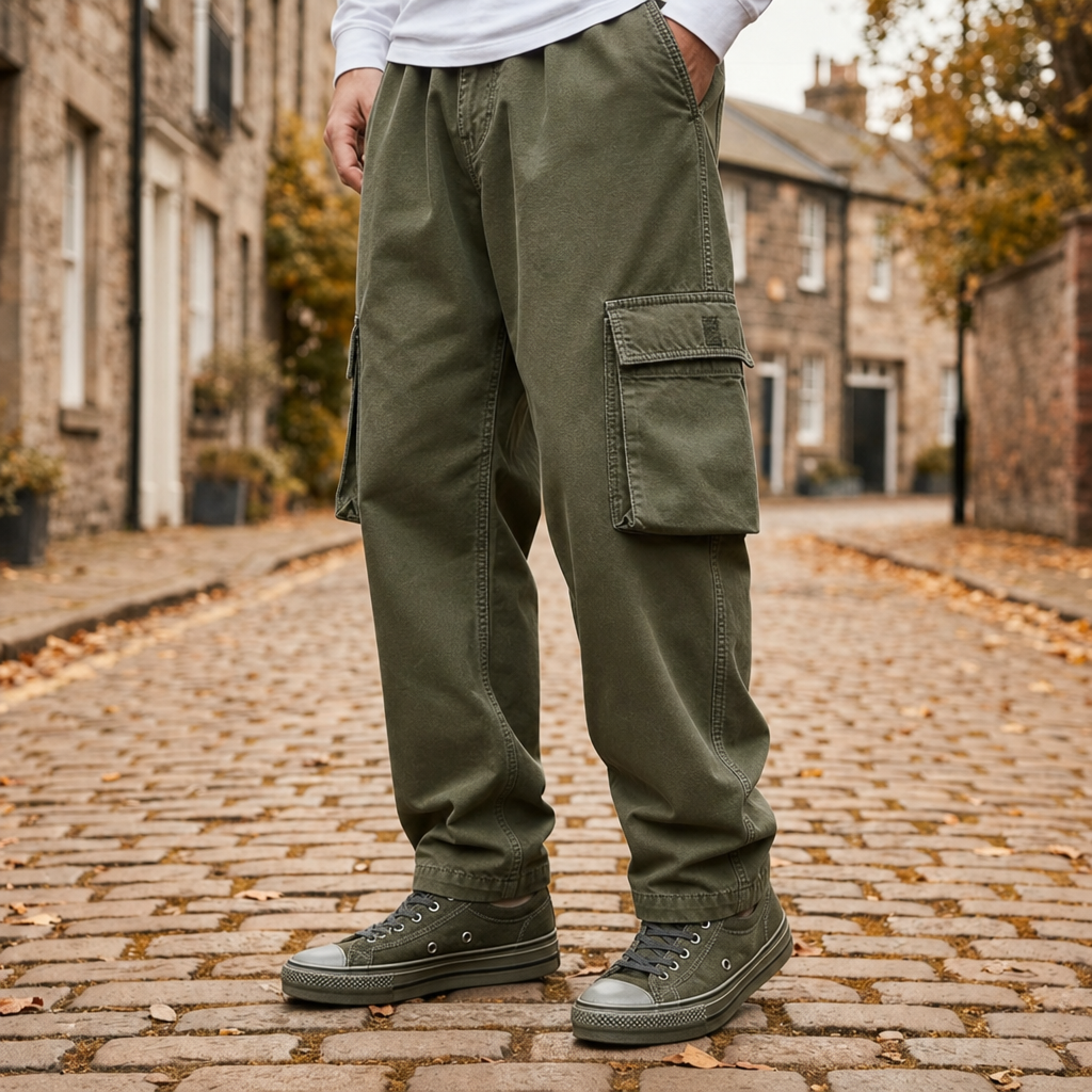 Vasilli Cargo Trousers in Army Green