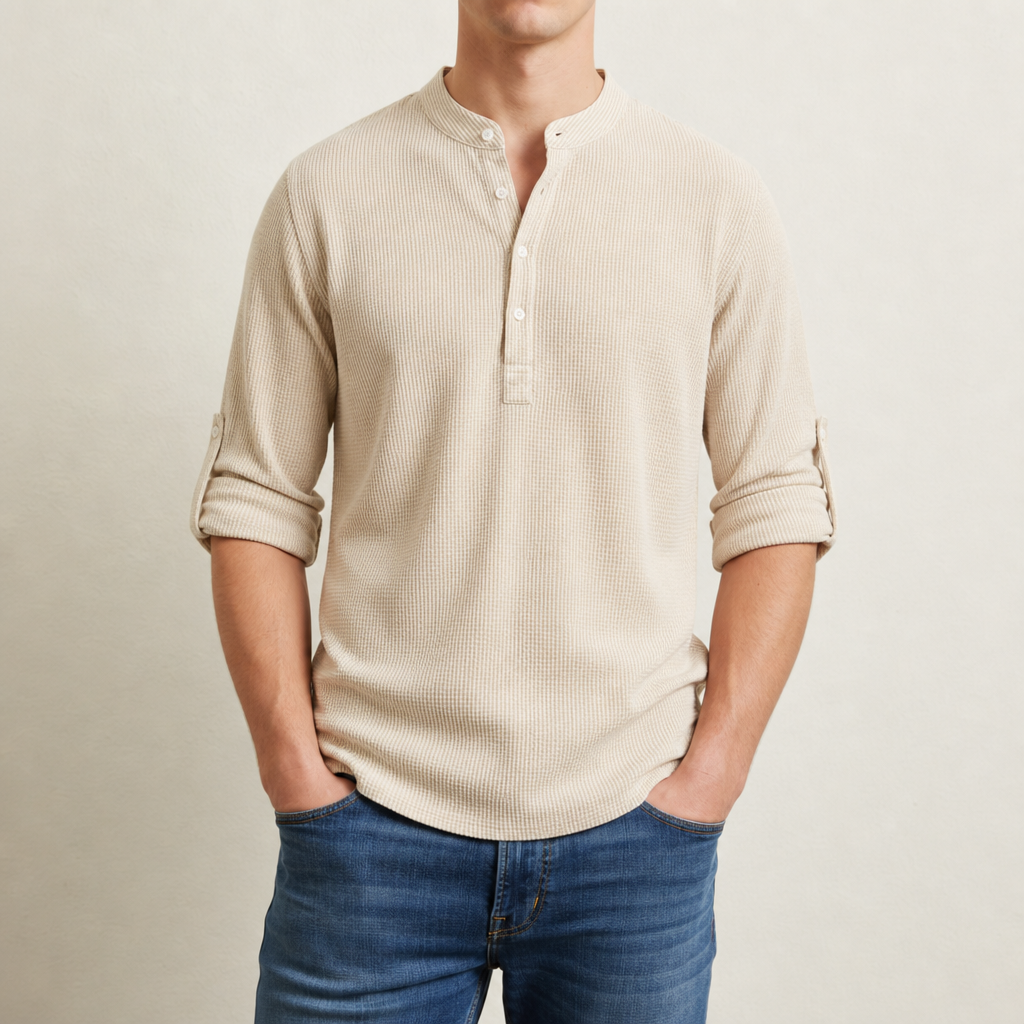 Milan Henley Shirt in Beige