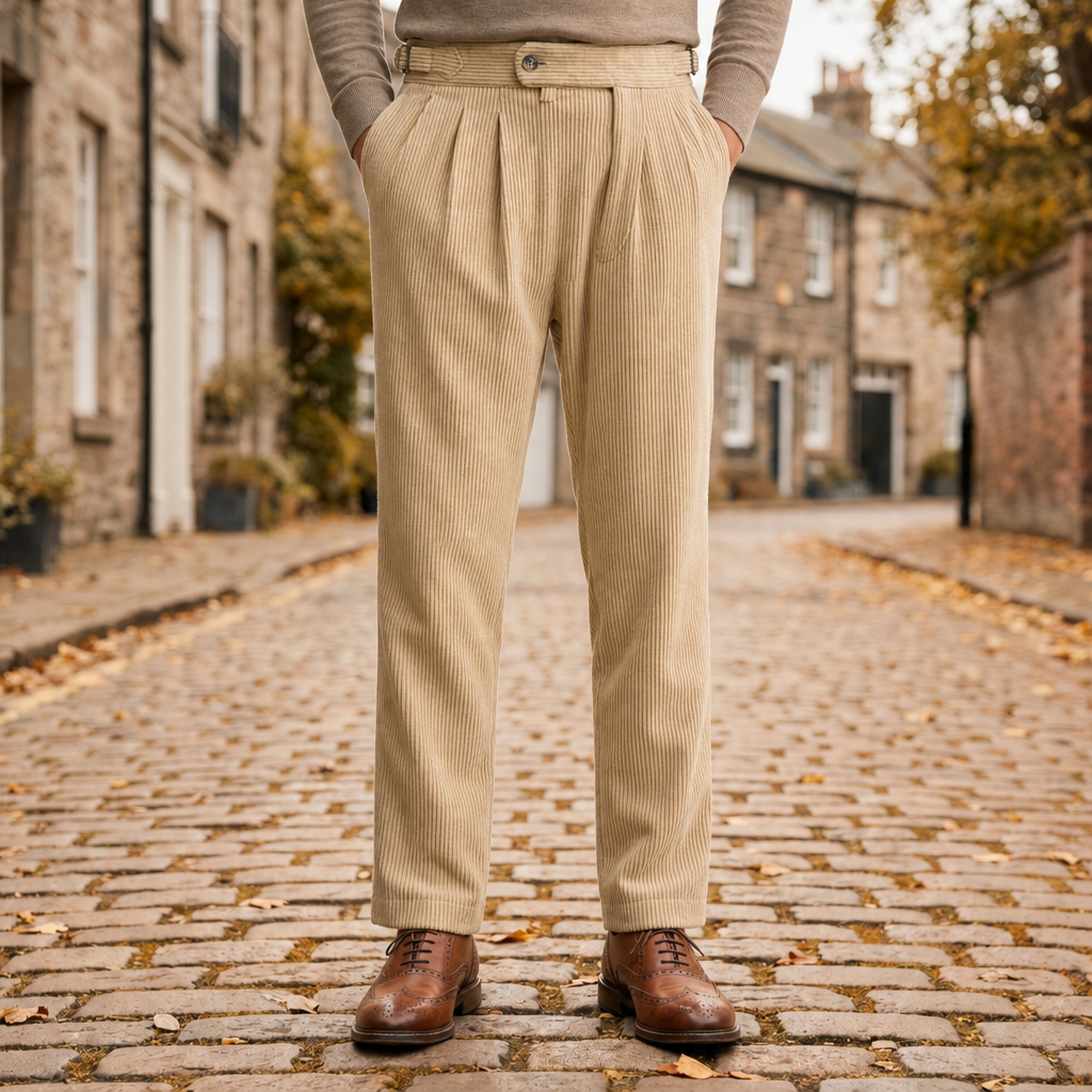 Ivano Corduroy Pants in Beige