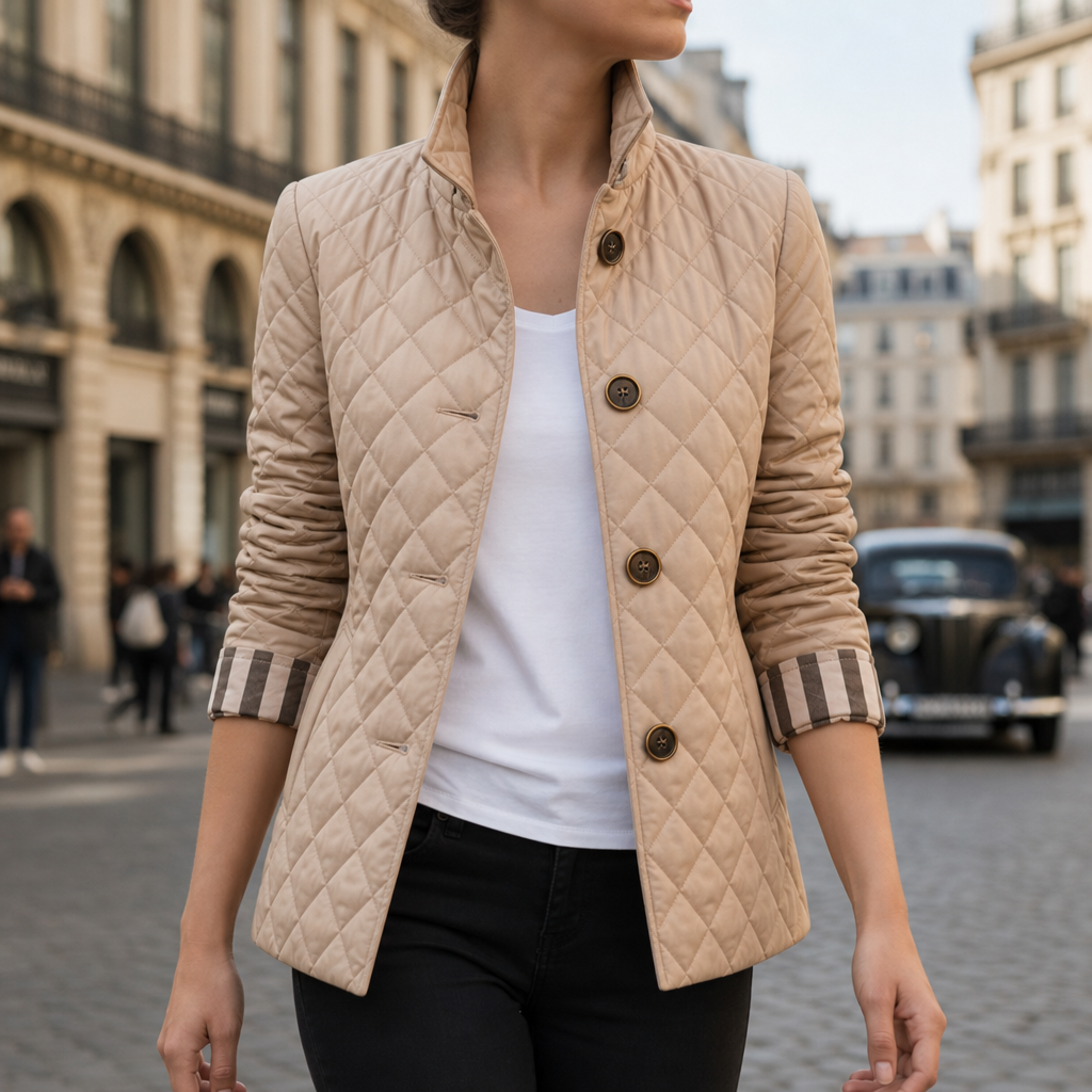Assisi Quilted Diamond Jacket in Beige