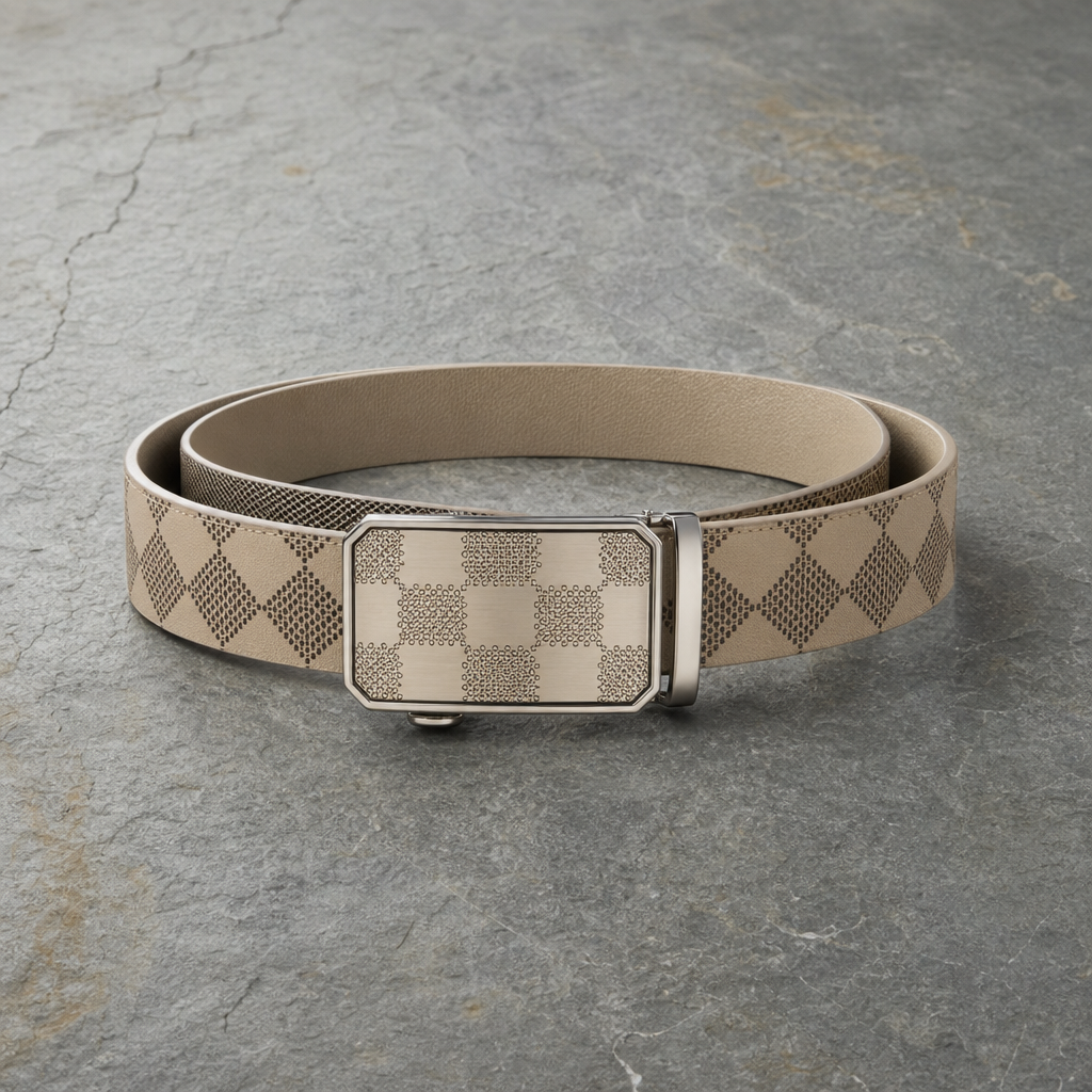 Alicante Checkered Automatic Buckle Belt in Beige