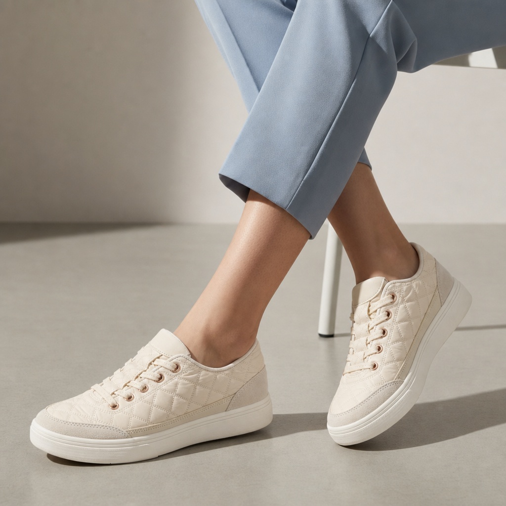 Uzes Quilted Orthopedic Sneakers in Beige