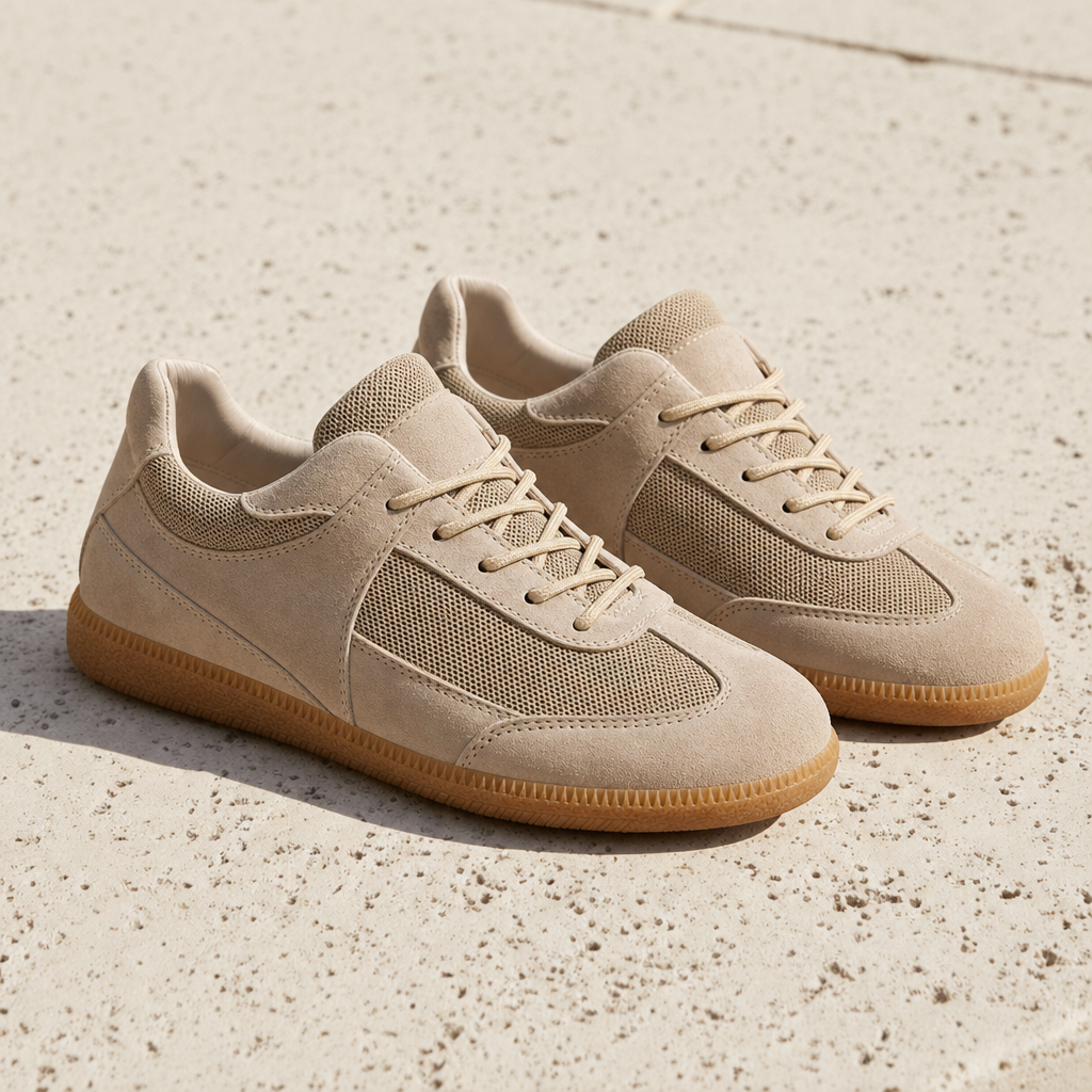 Calvi Suede Mesh Sneakers in Beige