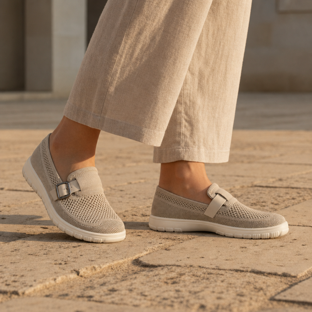 Gythio Orthopedic Mesh Sneakers in Beige