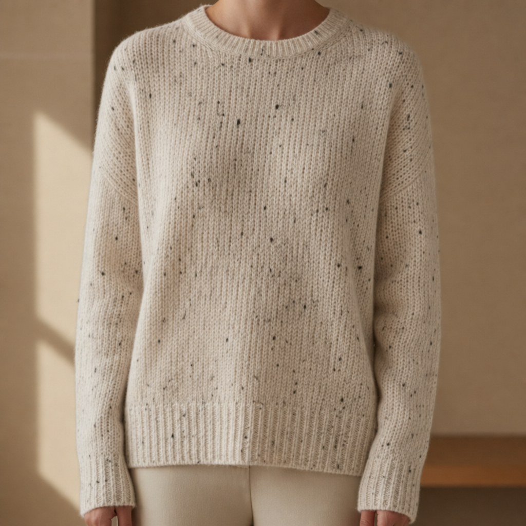 Figueres Oversized Confetti Knit Sweater in Beige