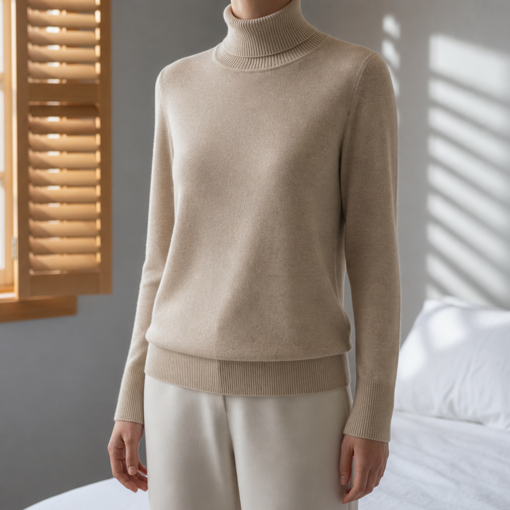 Guimaraes Cashmere Turtleneck Sweater in Beige