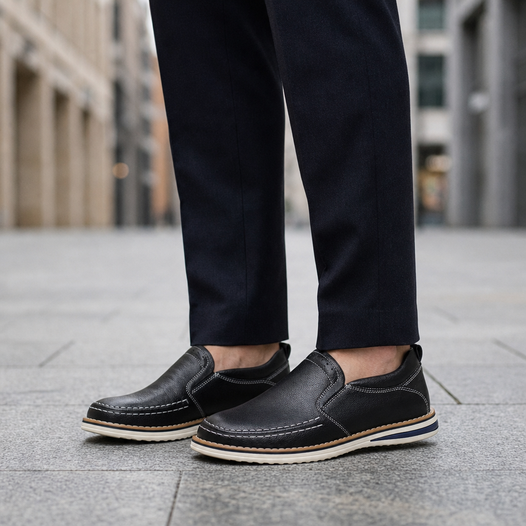 Gordes Leather Slip-On Loafers in Black