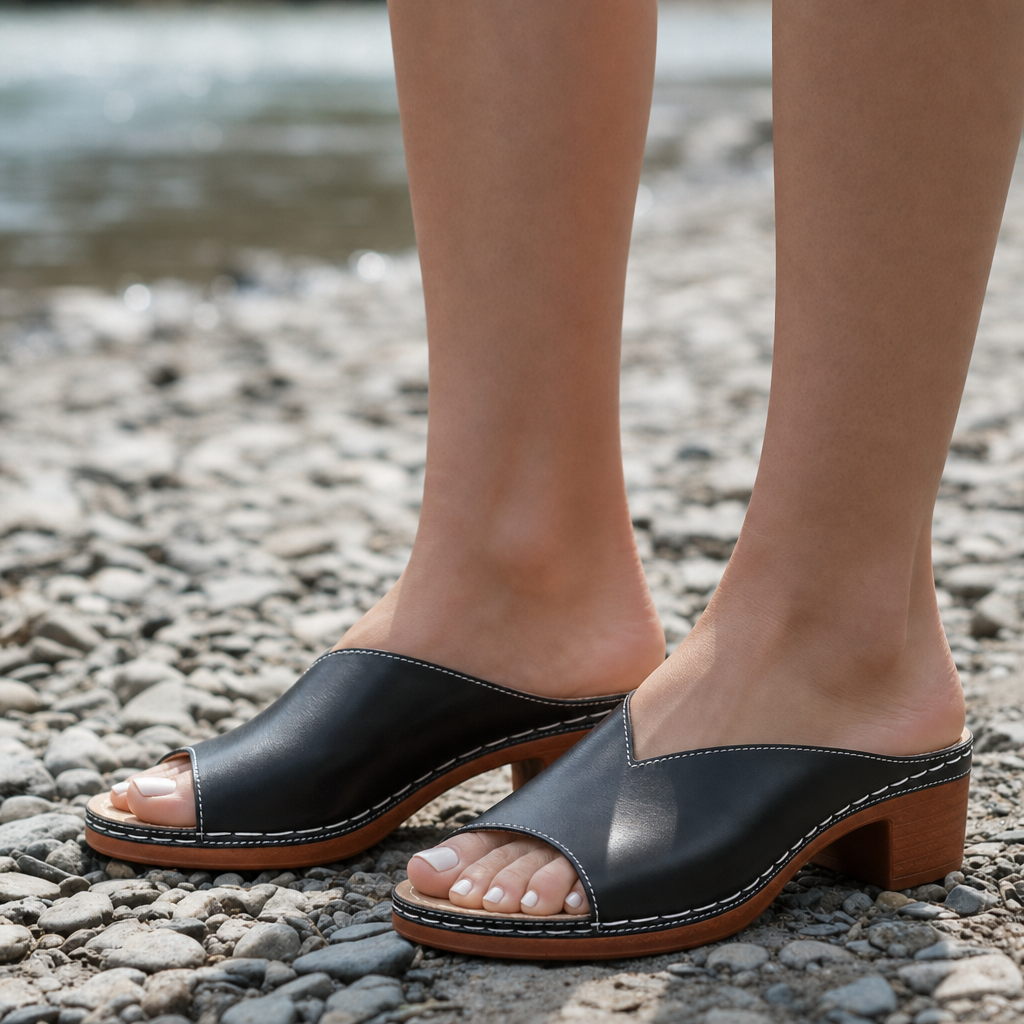 Erice Orthopedic Block Heel Mules in Black