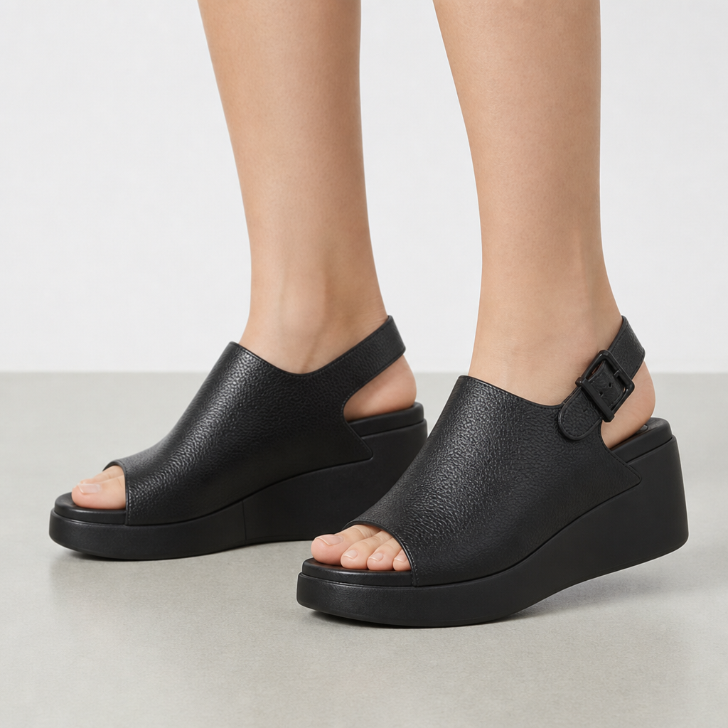 Bandol Platform Wedge Slingback Sandals in Black