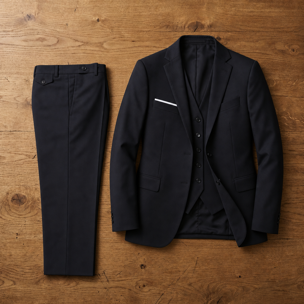 Como 3-Piece Business Suit in Black