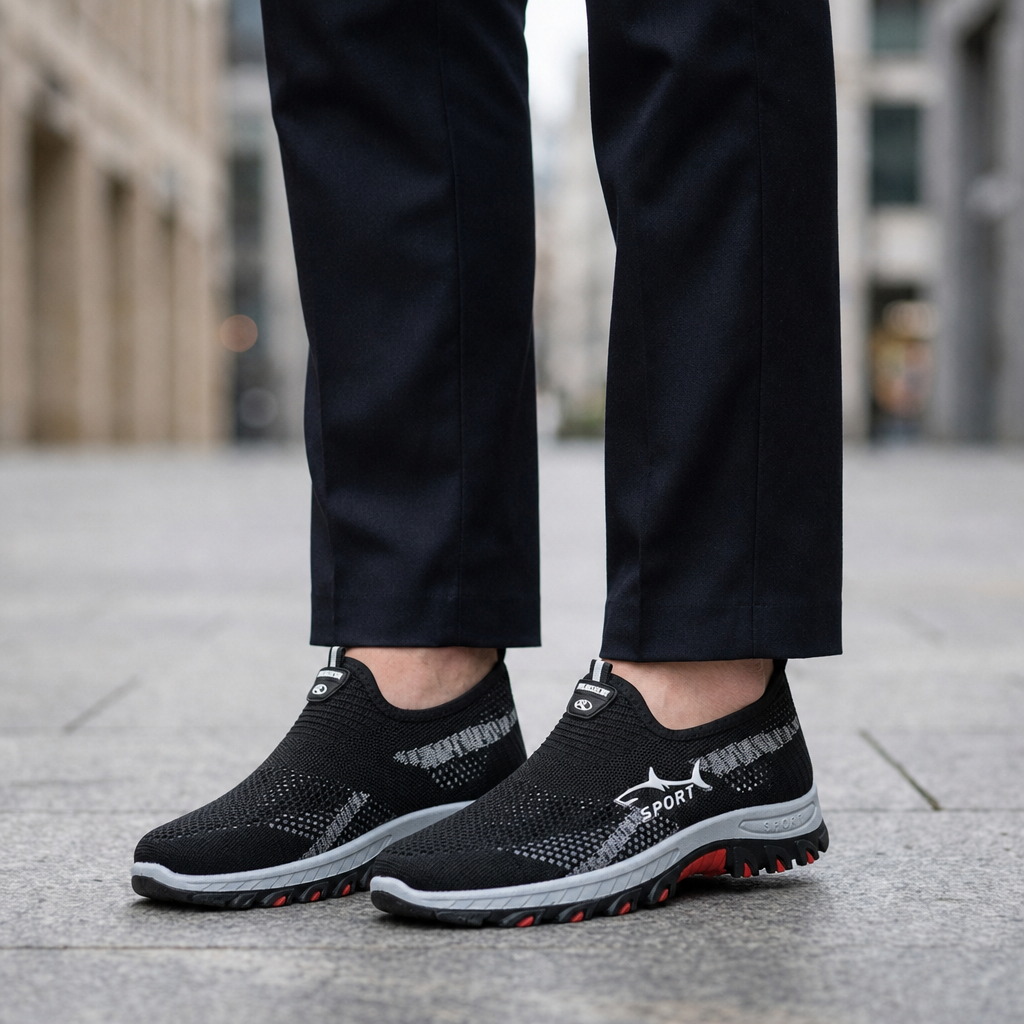 Porteza Mesh Slip-On Trainer in BLACK
