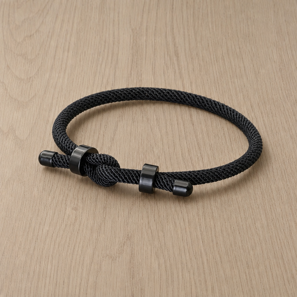Mestino Adjustable Knot Rope Bracelet in Black