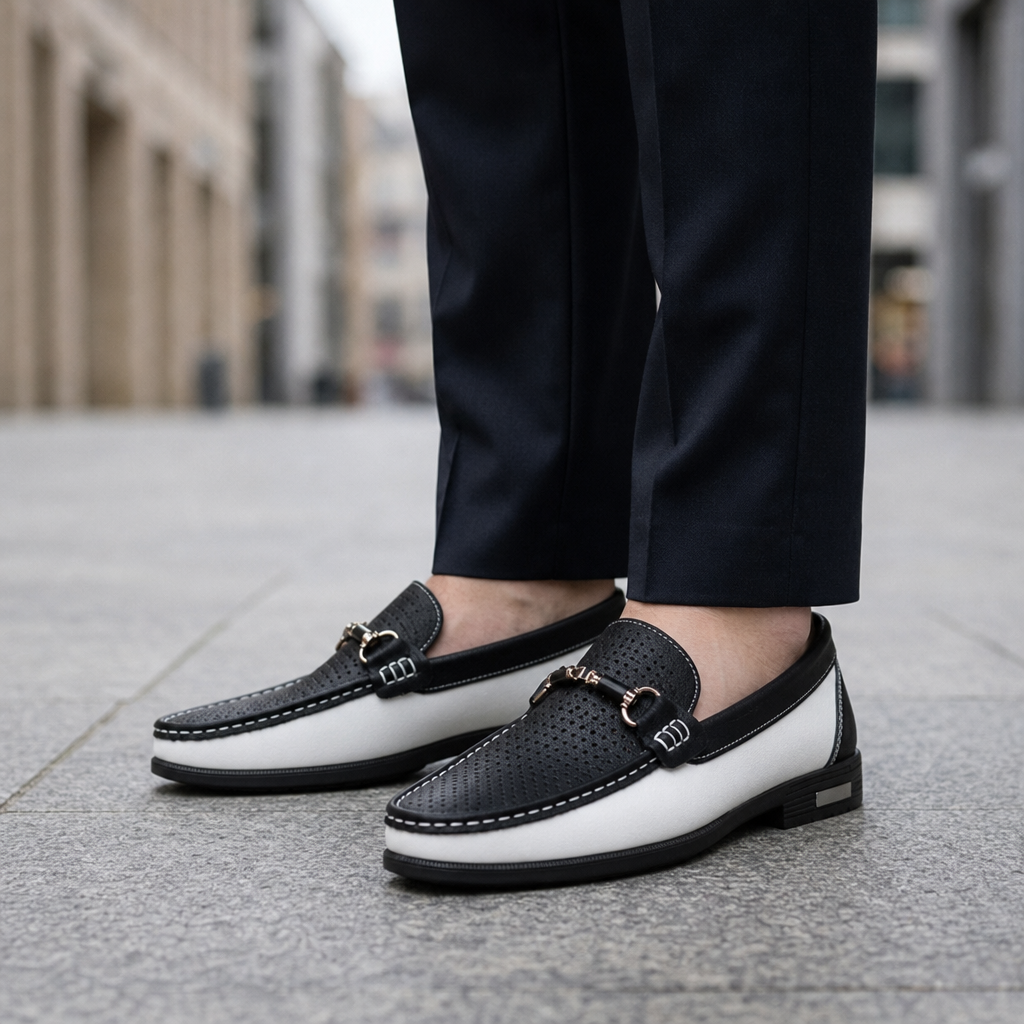 Cordoba Perforated Bit Loafers in Black