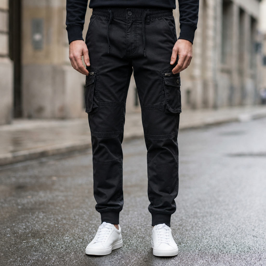 Obidos Slim Cargo Joggers in Black