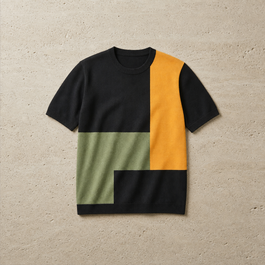 Alvanti Colorblock Knit Tee in Black