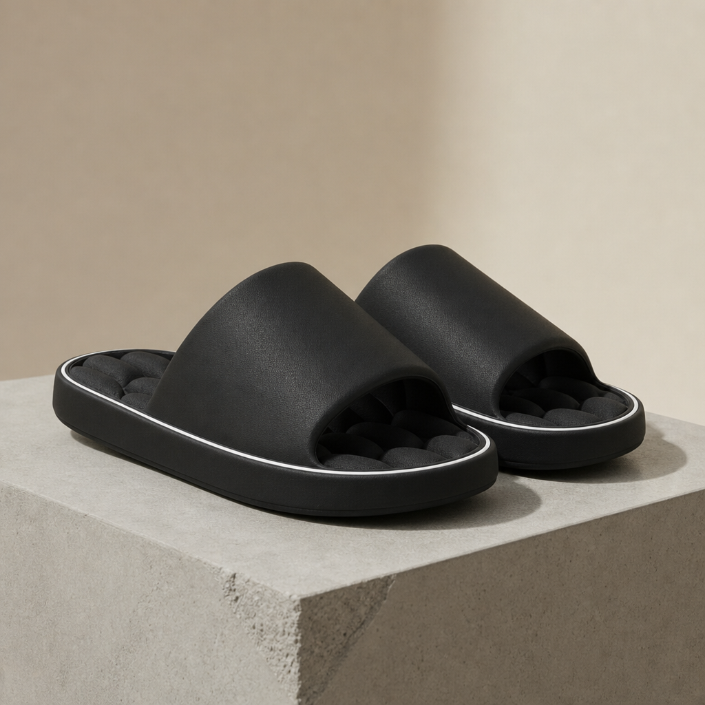 Caldamo Cushioned Massage Slides in Black