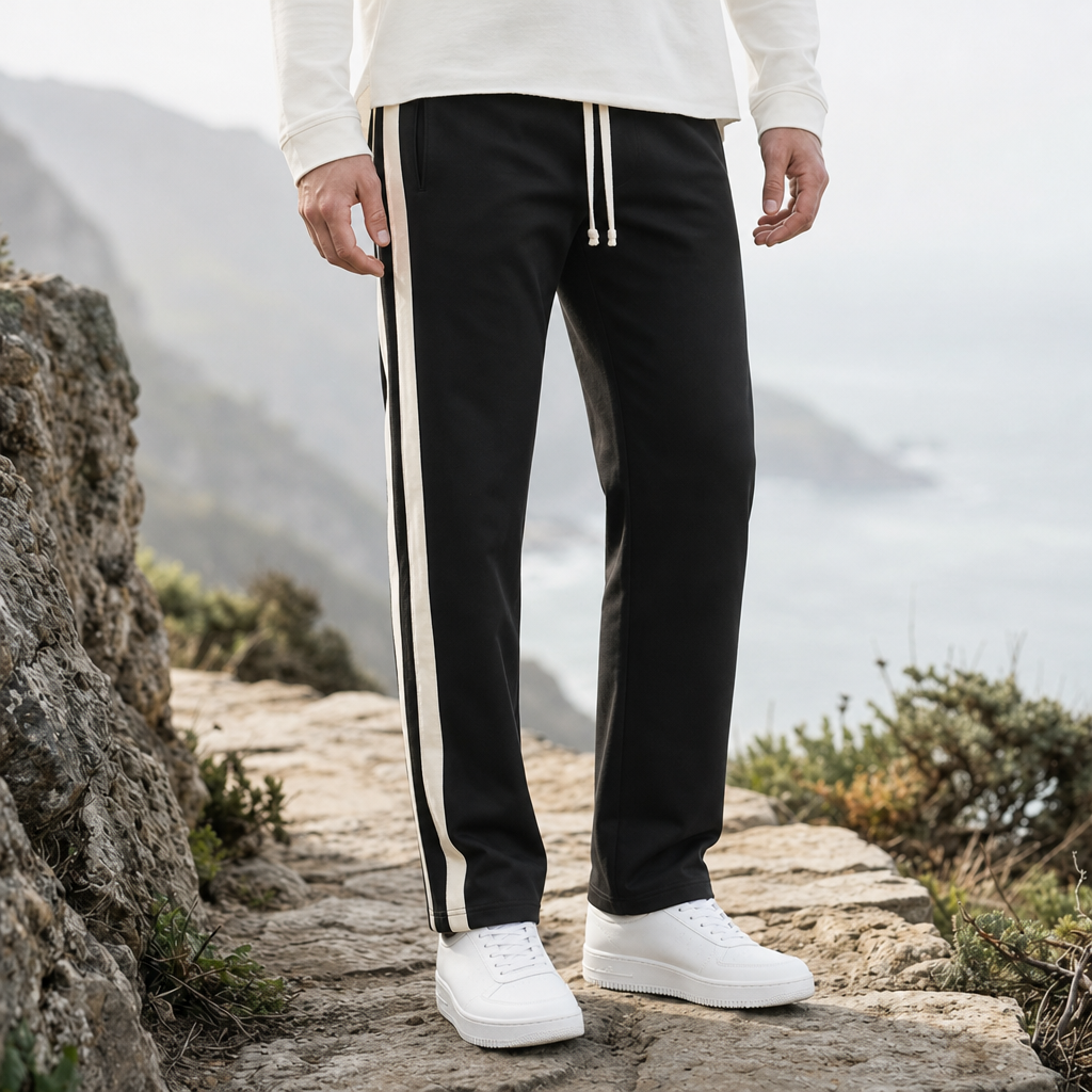 Zakynthos Side-Stripe Track Pants in Black