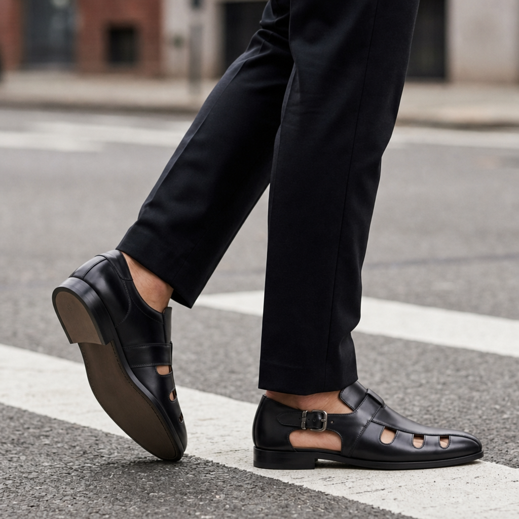 Pisa Cutout Monk-Strap Loafers in Black