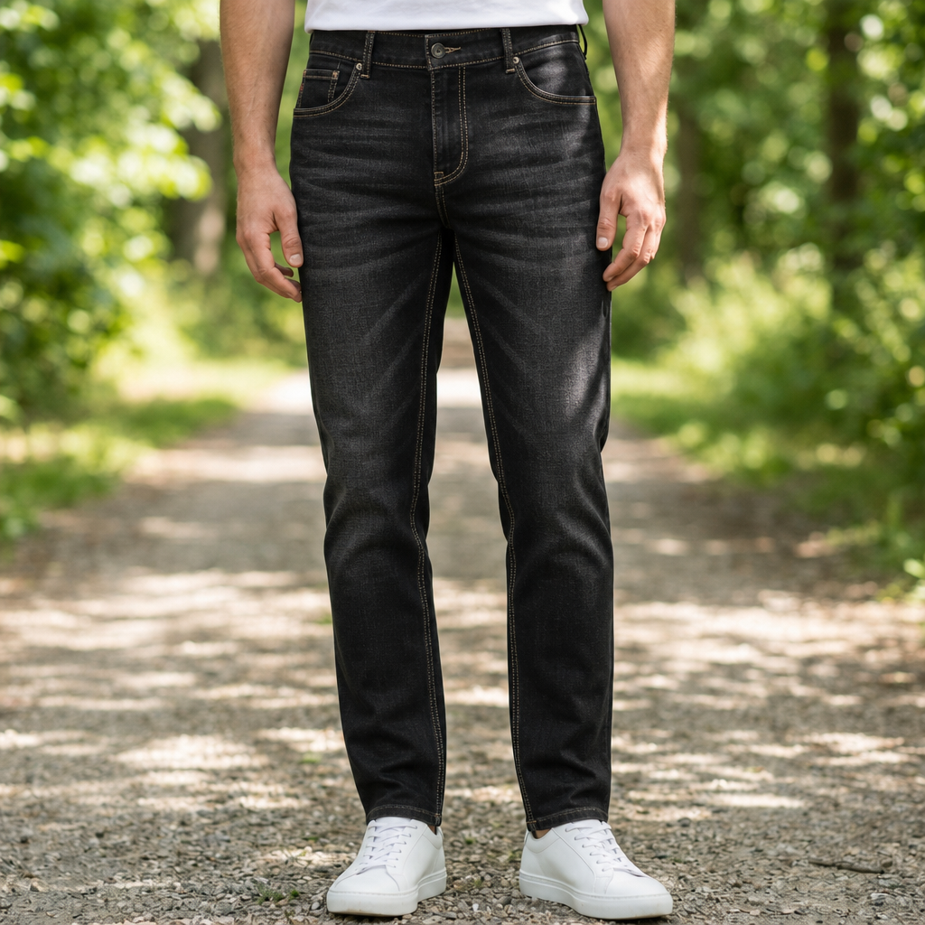 Delphi Slim Fit Stretch Jeans in Black