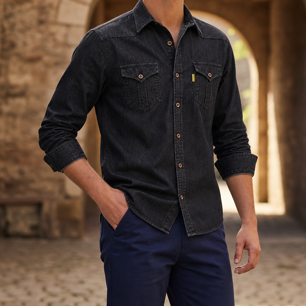 Merida Western Denim Shirt in Black