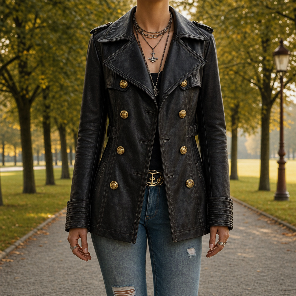 Lacoste Double-Breasted Military Jacket in Black