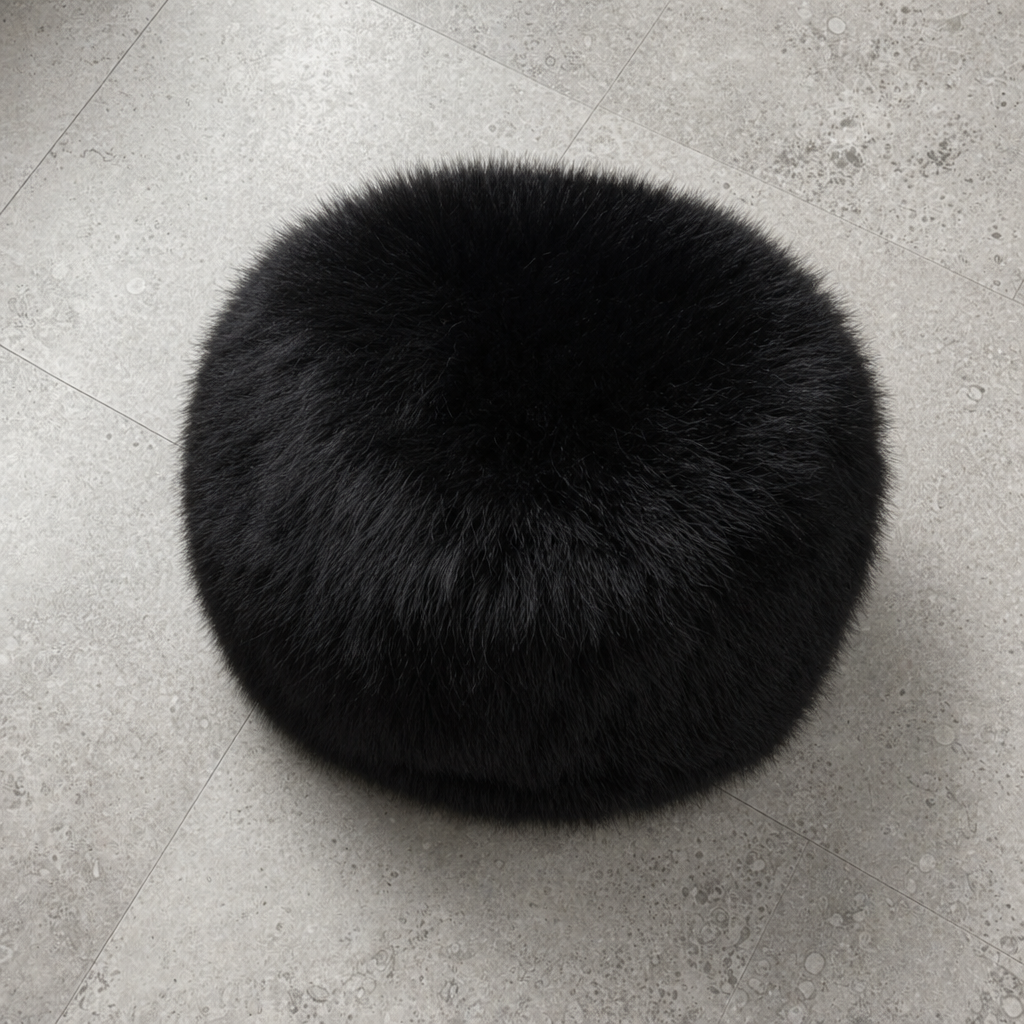Skyros Fluffy Fox Fur Hat in Black