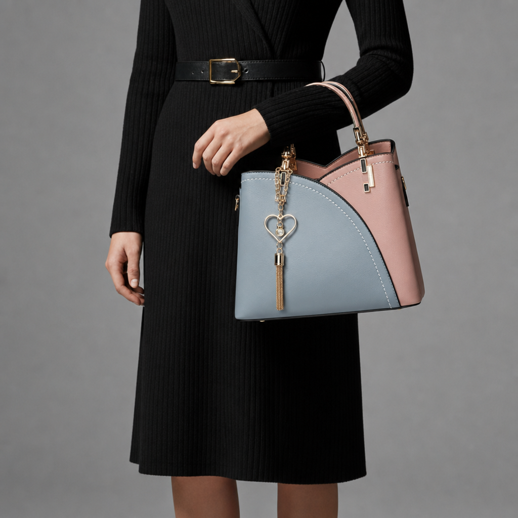 Delphi Dual-Tone Structured Handbag in Blue Pink