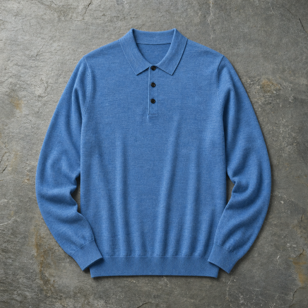 Guimaraes Knit Polo Sweater in Blue