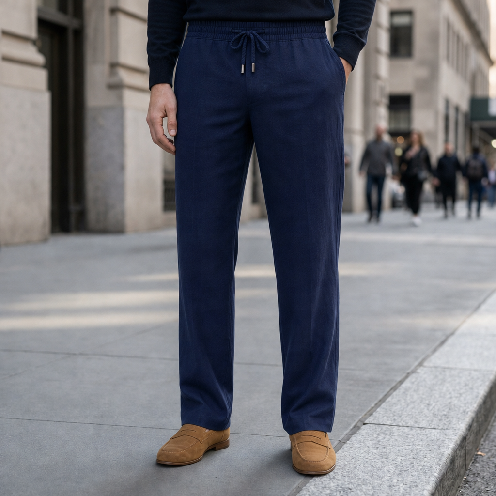 Portofino Relaxed Linen Pants in Blue