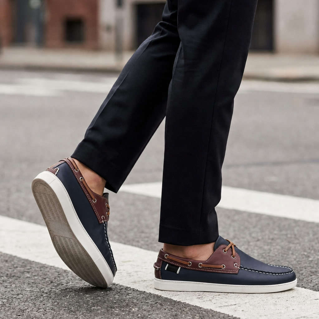 Thassos Two-Tone Boat Shoes in Blue