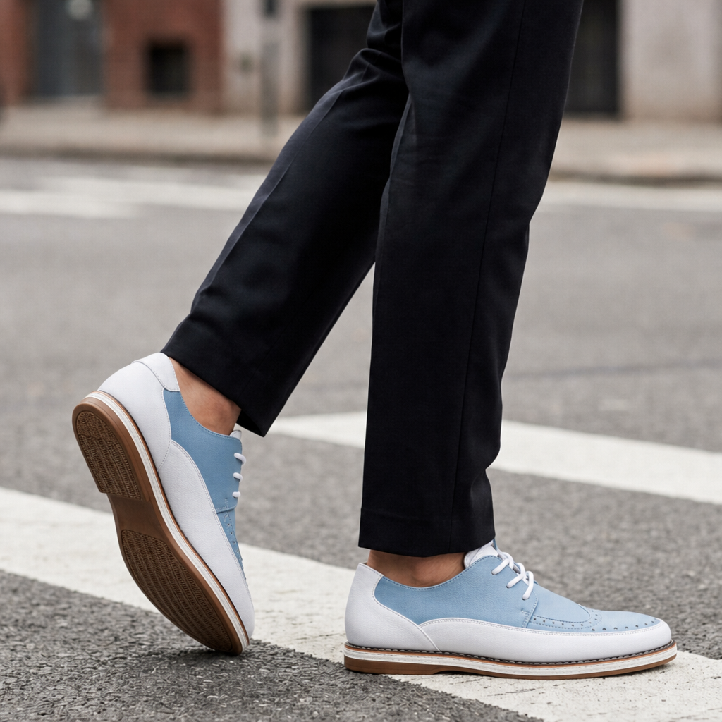 Patmos Two-Tone Brogue Oxfords in Blue