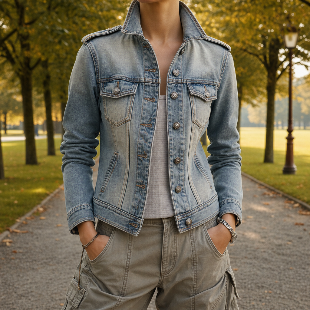 Ascoli Distressed Utility Denim Jacket in Blue