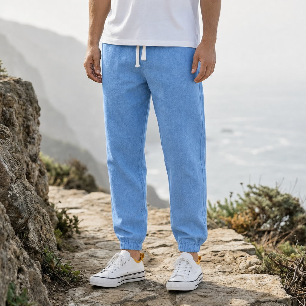 Imperia Linen Jogger Trousers in Blue