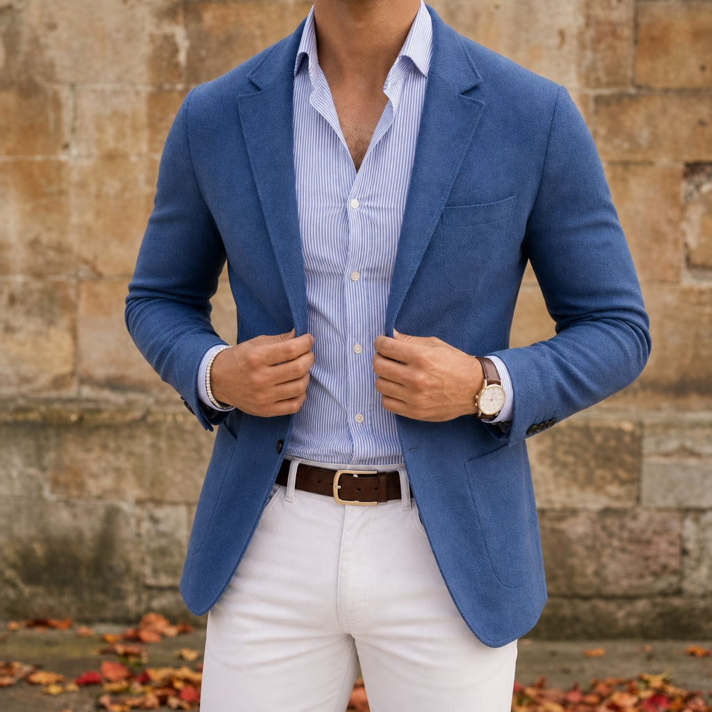 Rivello Slim Fit Knit Blazer in Blue