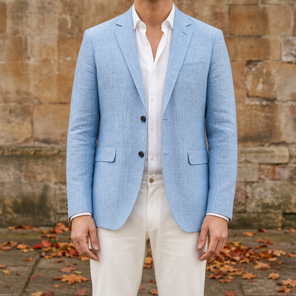 Serifos Linen Blend Blazer in Blue
