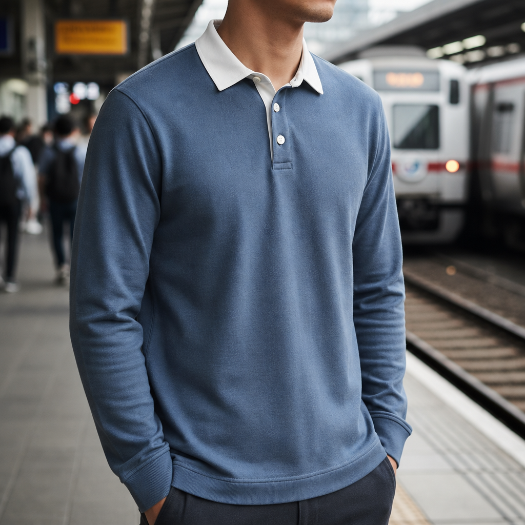 Tropea Contrast Collar Polo in Blue