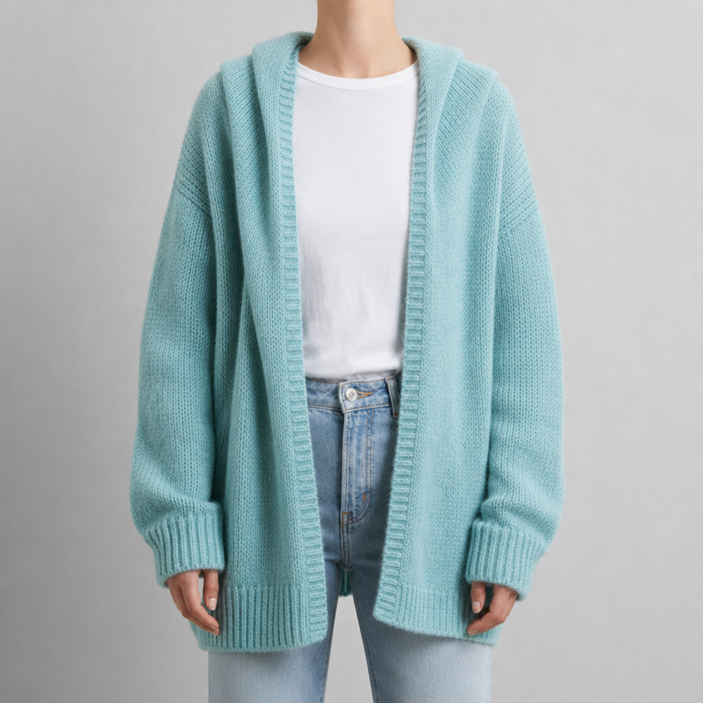 Mallorca Oversized Hooded Cardigan in Blue