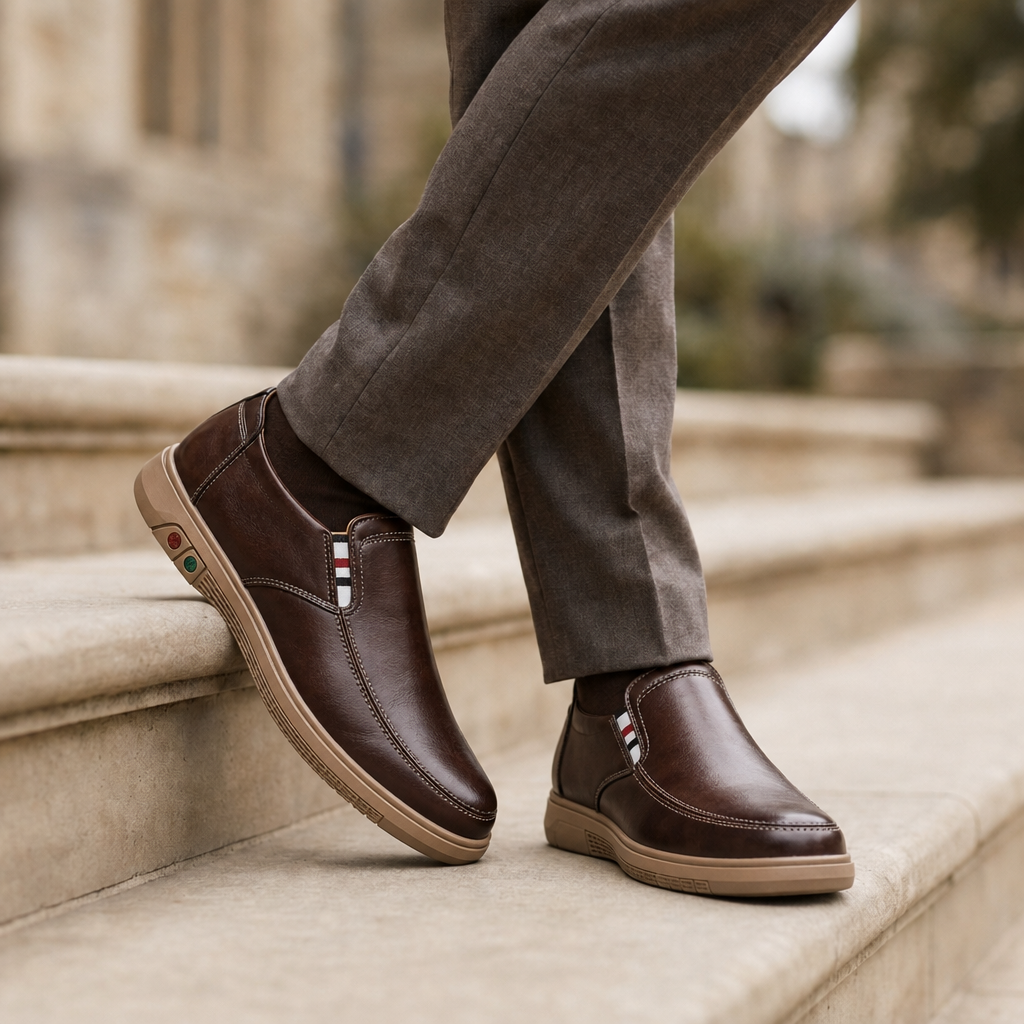 Mantova Leather Slip-On Loafers in Brown