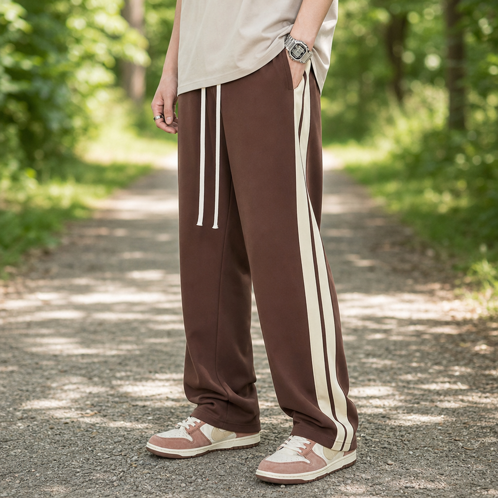 Ansouis Side Stripe Track Pants in Brown