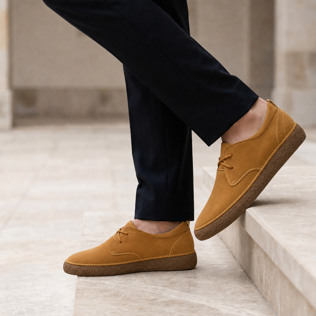 Malaga Suede Crepe Sole Oxfords in Brown