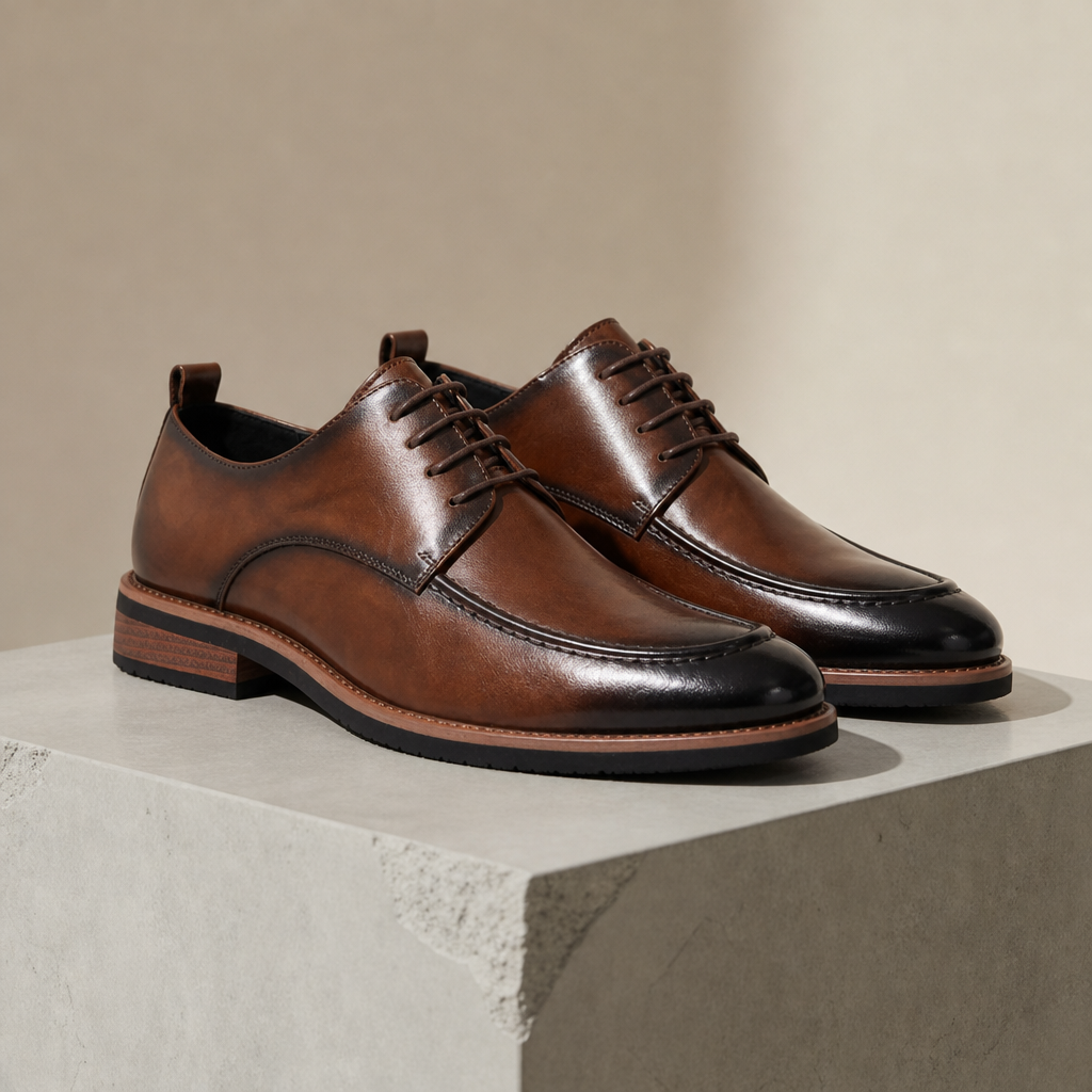 Korcula Leather Derby Dress Shoes in Brown