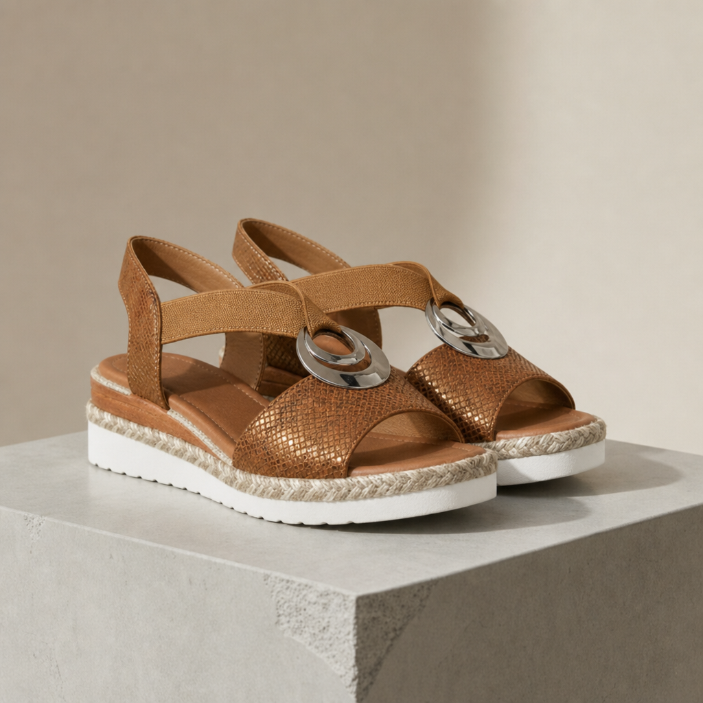 Tavira Snake Print Platform Sandals in Brown