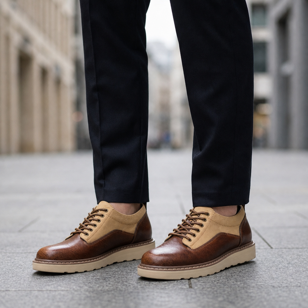 Hondarribia Leather Canvas Oxford in Brown