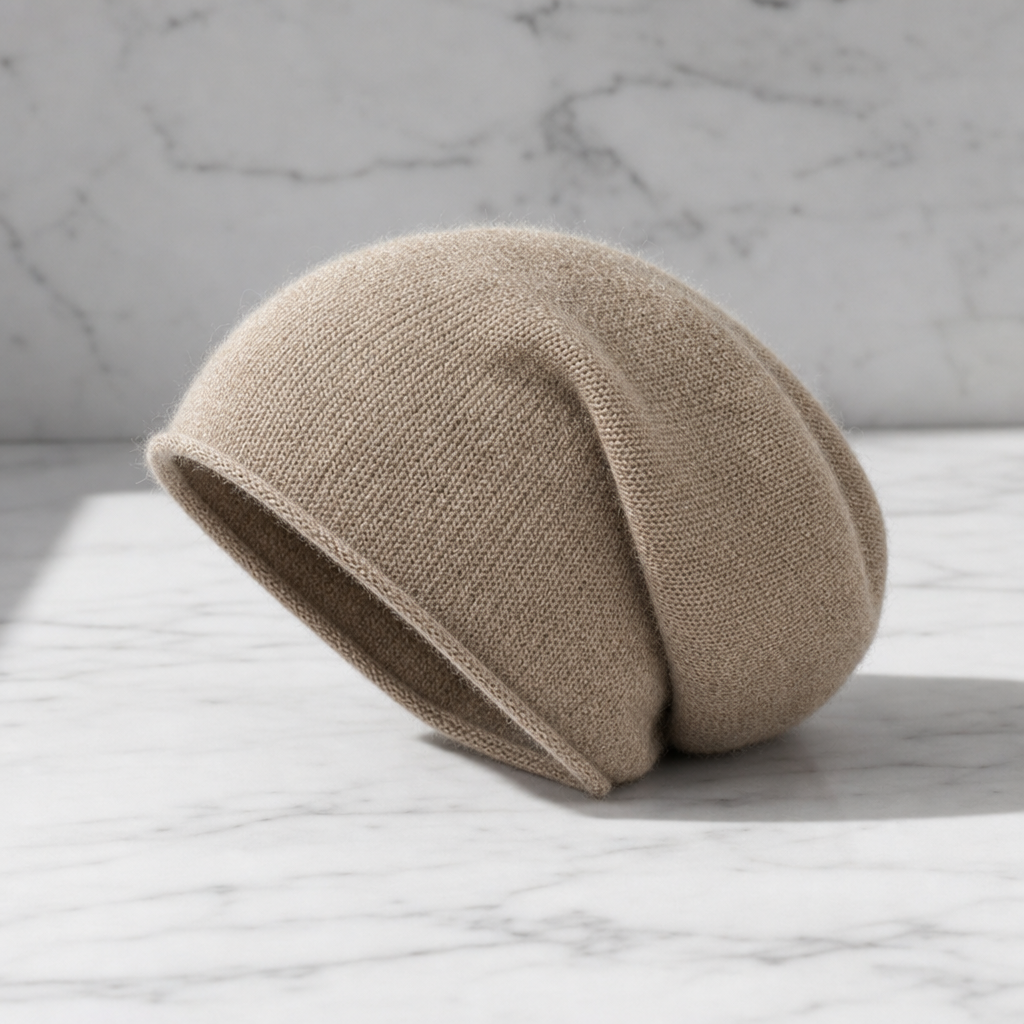 Sagres Slouchy Cashmere Beanie in Brown