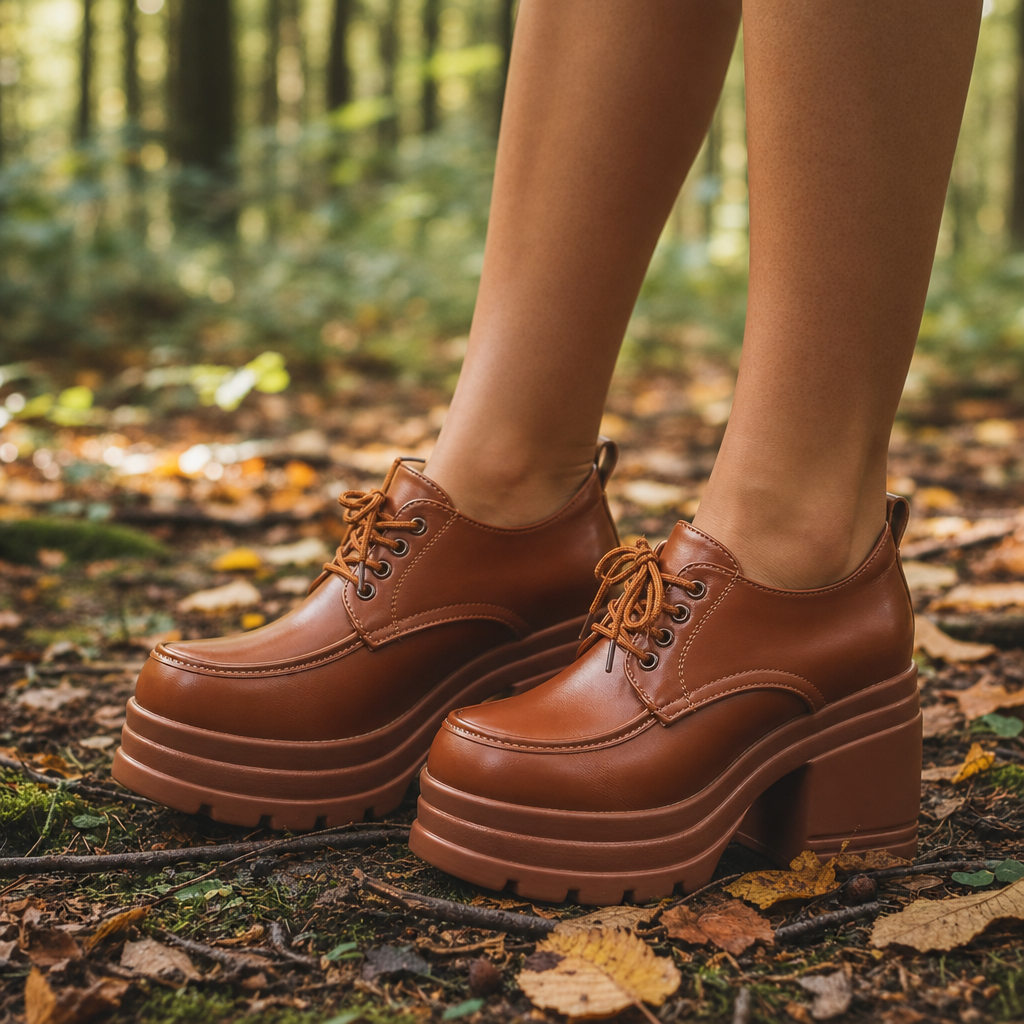 Kalymnos Chunky Platform Oxfords in Brown