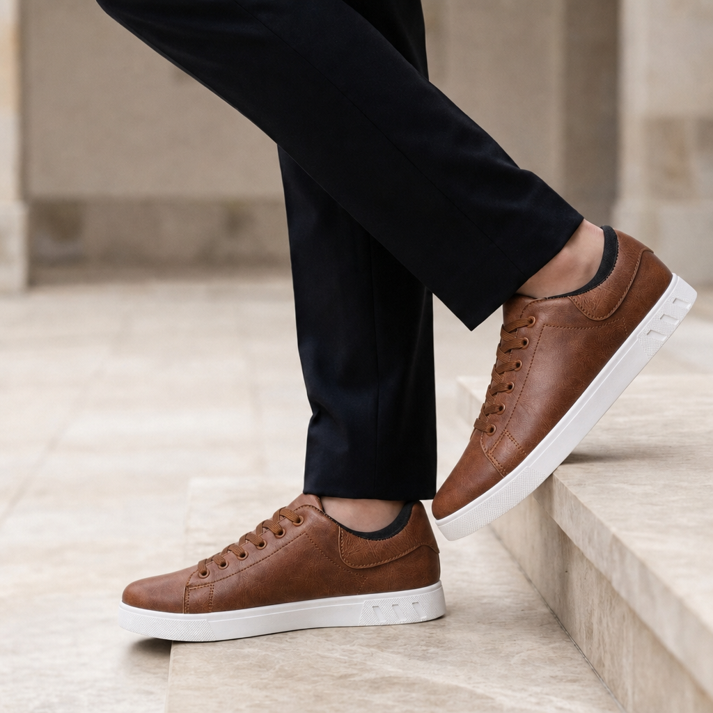 Apt Leather Casual Sneakers in Brown