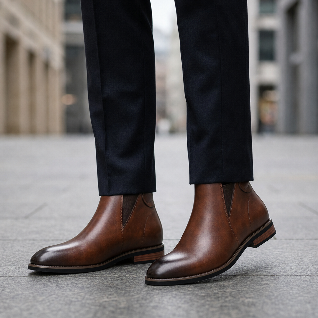 Ikaria Leather Chelsea Boots in Brown